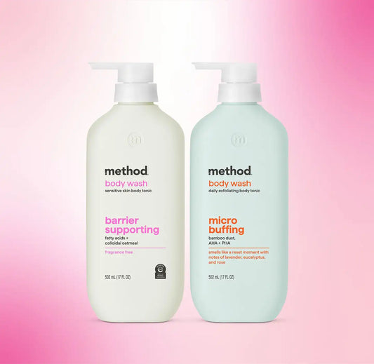 soft radiance barrier supporting + micro buffing body wash tonic bundle, 34 fl oz