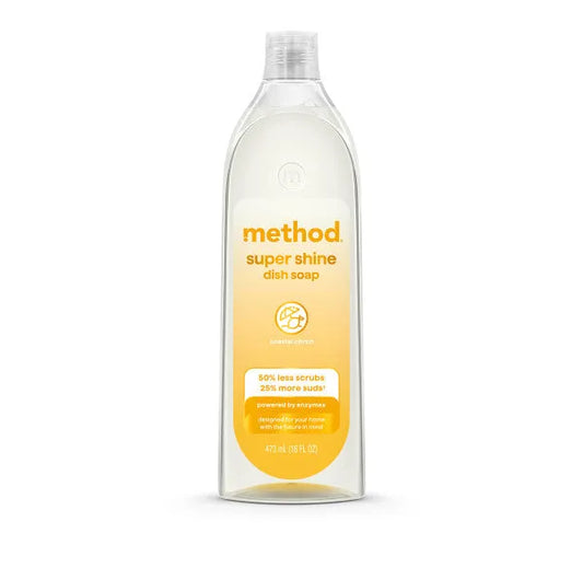 super shine liquid dish soap - coastal citron, 16 fl oz