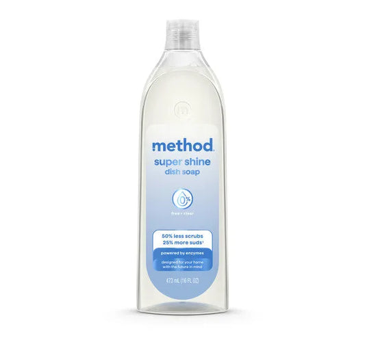 super shine liquid dish soap - free + clear, 16 fl oz